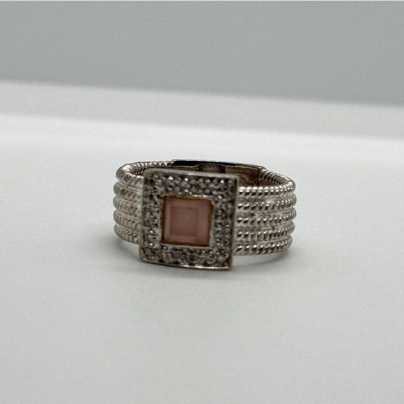 925 STERLING SILVER MORGANITE & GOSHENITE RING SIZE 7 - Picture 5 of 10